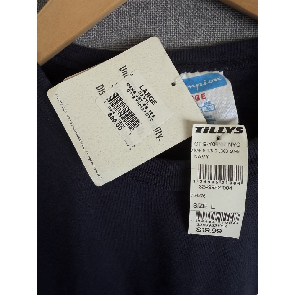 New Champion Heritage Tee Mens L Navy Blue Logo Cotton Short Sleeve NWT Tilleys - Picture 3 of 6